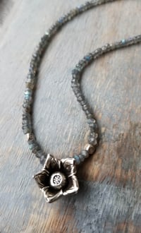 Image 3 of Lotus Flower + Labradorite Necklace