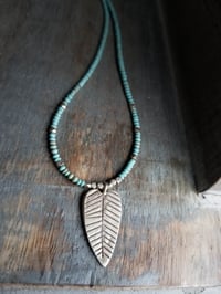 Image 2 of Thai Silver Leaf + Turquoise Necklace