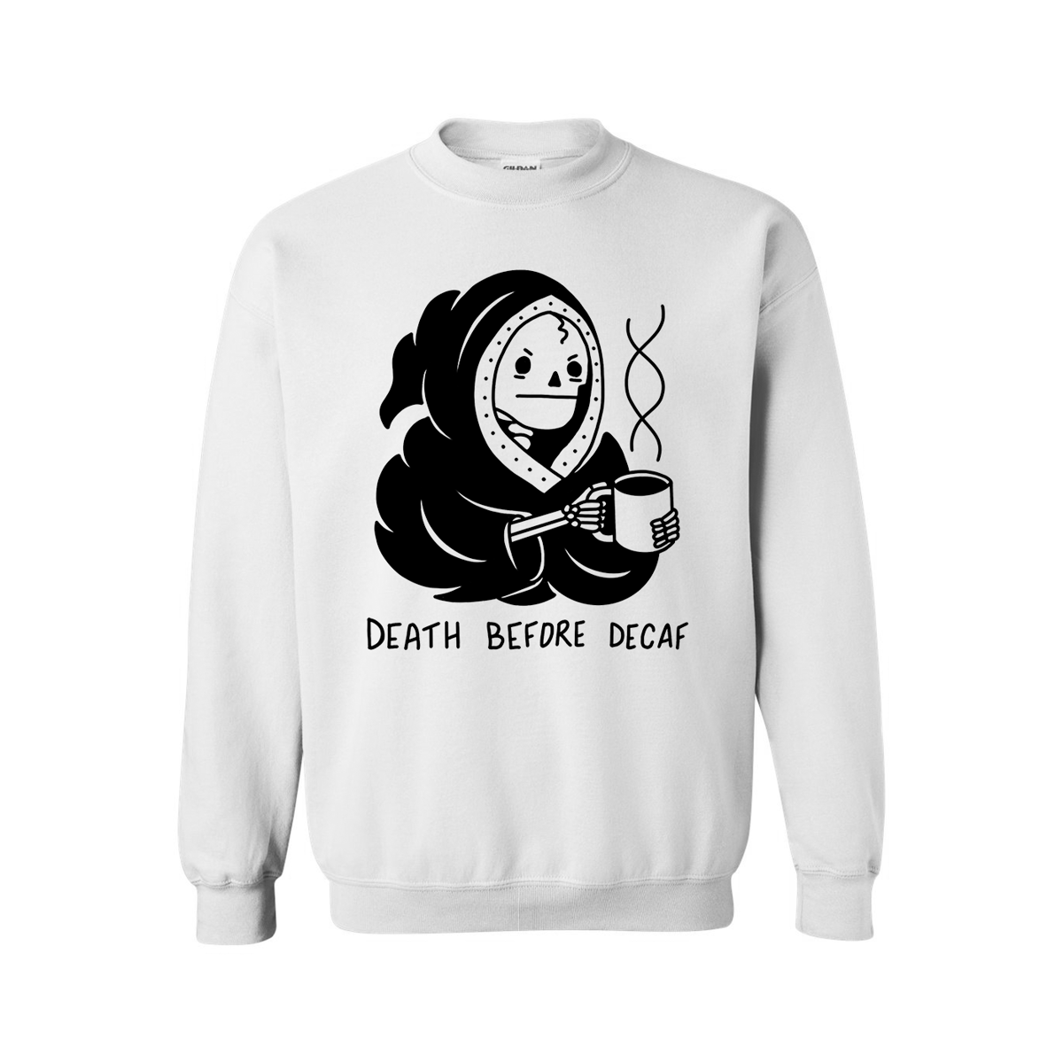 Image of Death Before Decaf Crewneck (white)