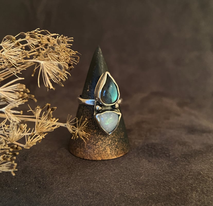 Image of Labradorite & Moonstone ring #2
