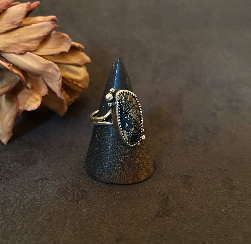 Image of Deep blue Nacozari Pyrite ring 