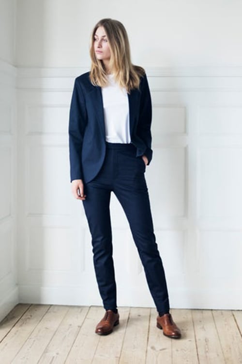 Image of Suit 1 - JACKET - Cotton twill - Dark blue