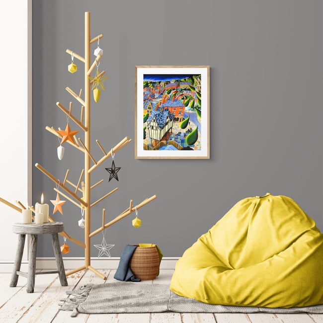 Market Harborough Old Grammar School and Farmers Market Print