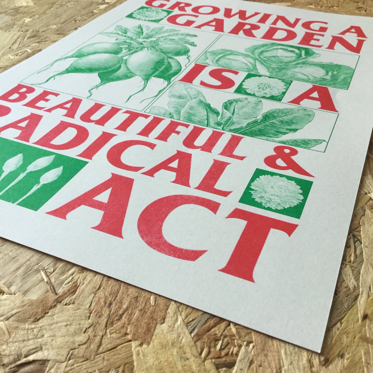 Image of Growing a Garden is a Beautiful & Radical Act riso print A3