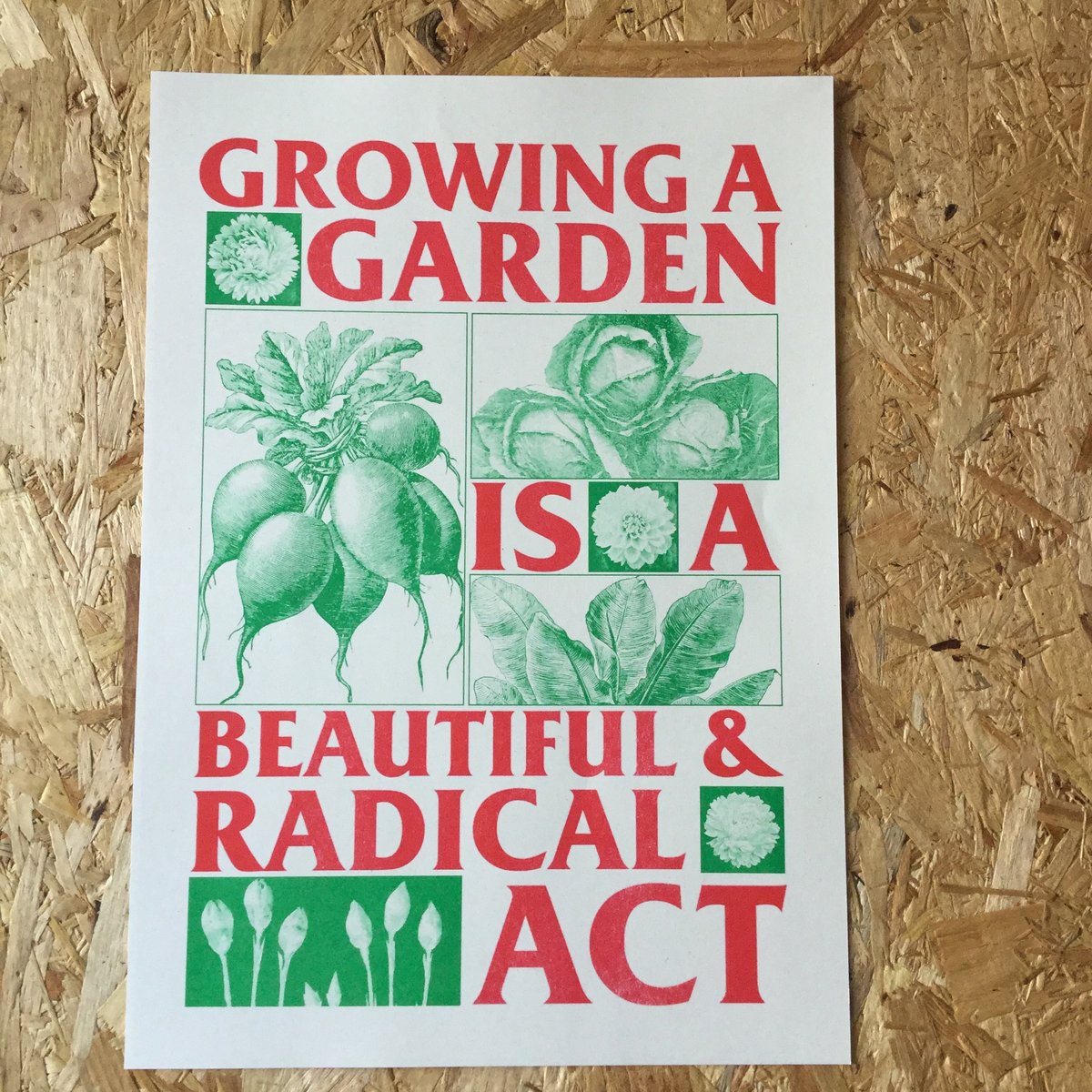 Image of Growing a Garden is a Beautiful & Radical Act riso print A3