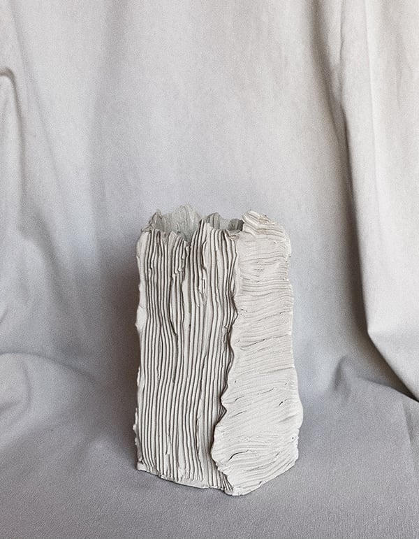 Image of "Doublé" Textured Vase in Off White