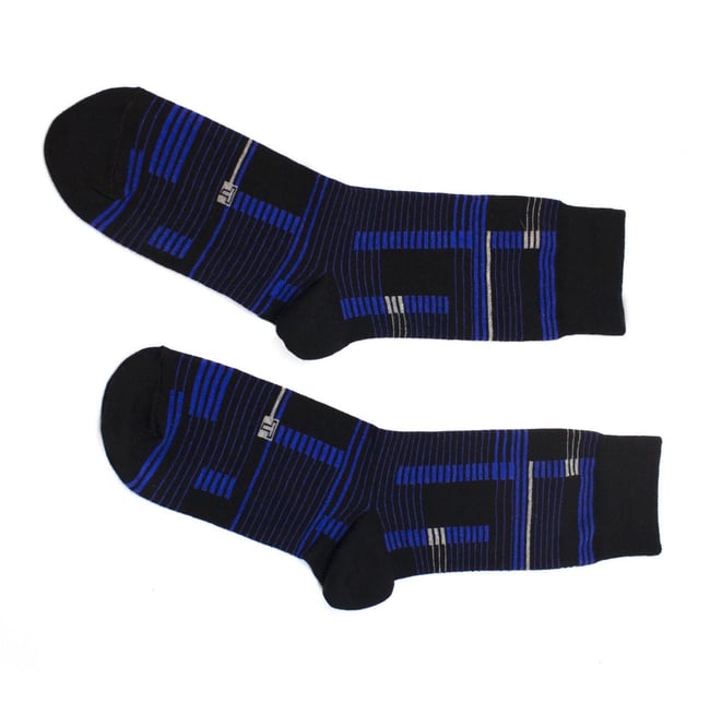 LINEAR cobalt & black socks, by Thijs Verhaar