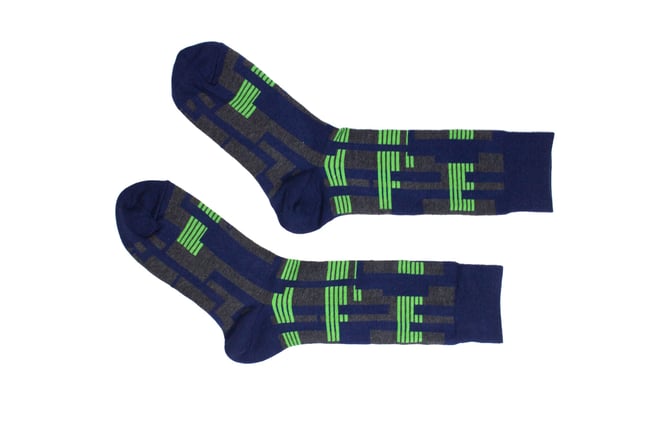 CHROME navy & green socks, by Thijs Verhaar