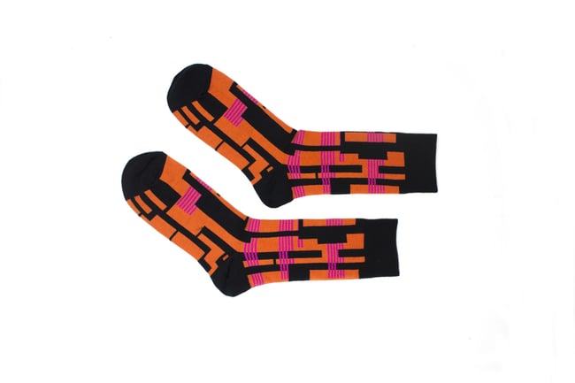 CHROME orange & pink socks, by Thijs Verhaar