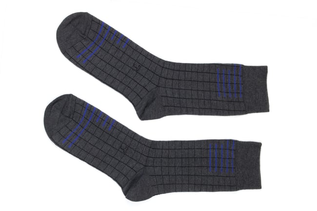 GRID grey & cobalt socks, by Thijs Verhaar