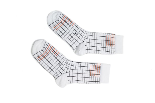 GRID white socks, by Thijs Verhaar