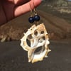 Seashell Skeleton & Upcycled Blue Bead Earrings