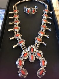Image 1 of Antique Squash Blossom Necklace & matching Bracelet