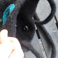 Image 3 of Cross body black hand knit and felted bag. 