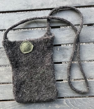 Image of Charcoal grey crossbody bag/ Pink flower