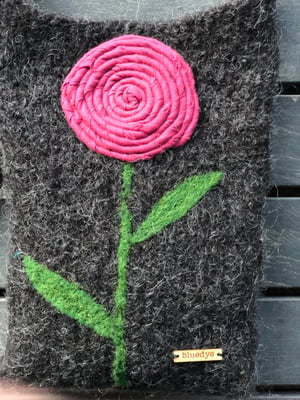 Image of Charcoal grey crossbody bag/ Pink flower