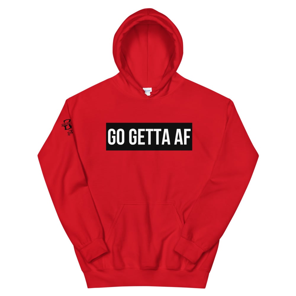 Image of Go Getta AF Label Unisex Hoodie (Red, White, Gray) 