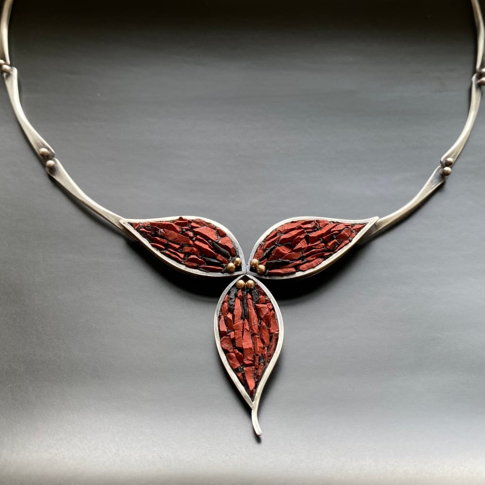 Image of Red Trillium Micro Mosaic Necklace