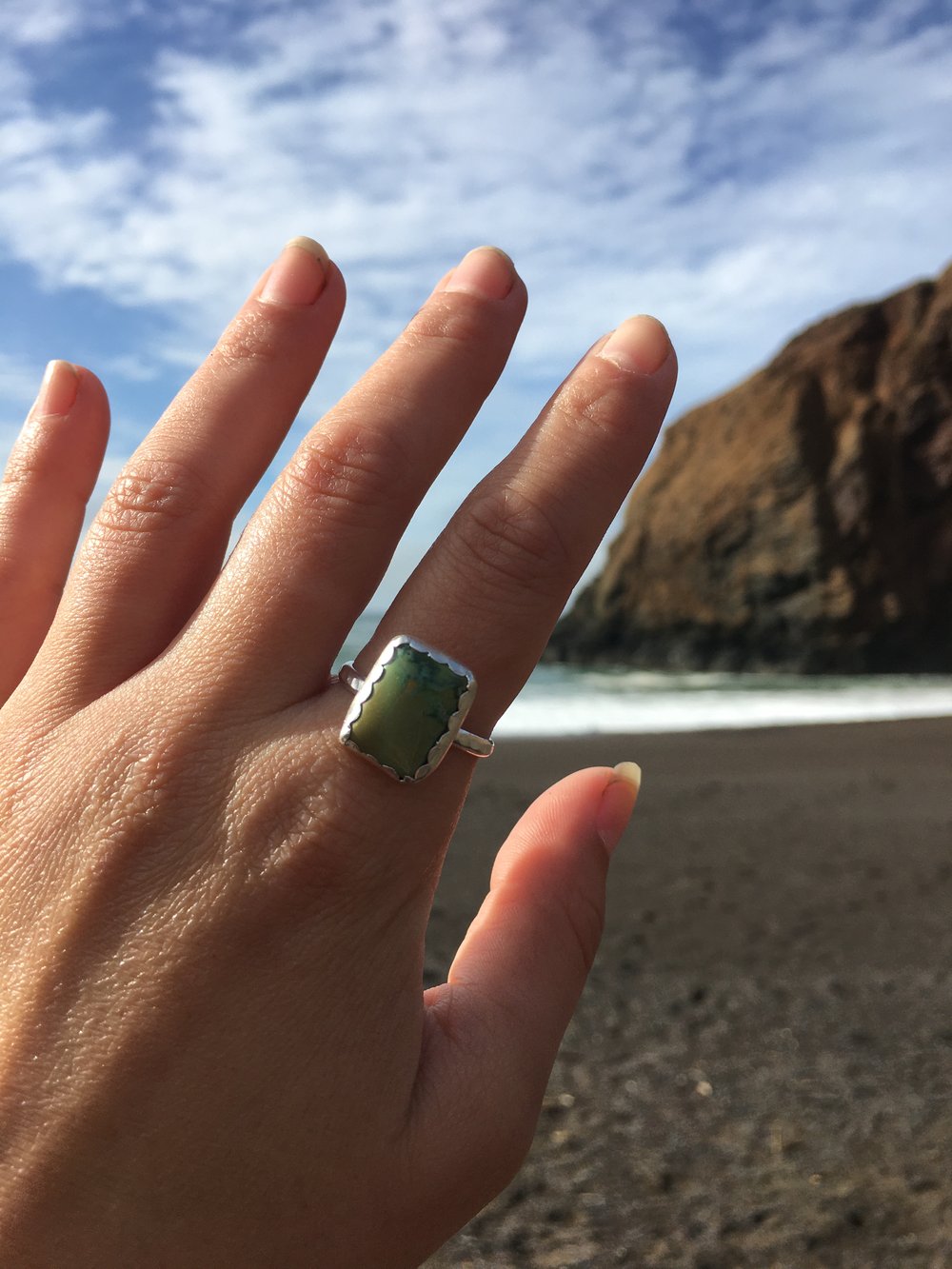 Image of Vintage Chinese Turquoise Square Ring