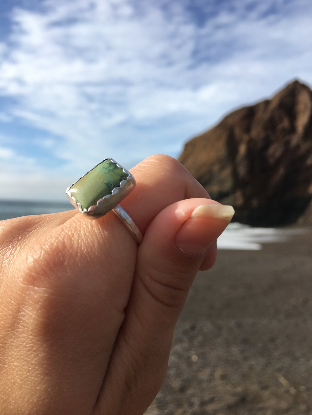 Image of Vintage Chinese Turquoise Square Ring