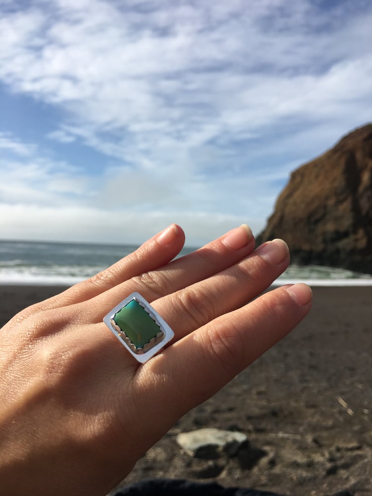 Image of Vintage Chinese Turquoise Horizontal Ring