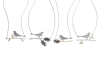 Image 2 of Wagtail pendant on gold leaf twig