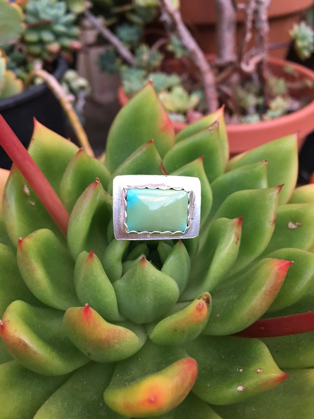 Image of Vintage Chinese Turquoise Horizontal Ring