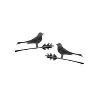 Image 2 of Wagtail small earrings on oak leaf twigs
