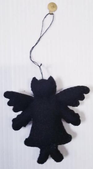 Image of Cat Angel Hand-Felted Ornament and Skull Angel with Wings