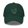 Gutter Baby OG Gato Head Dad Hat  |  Forest Green OR Black