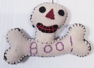 Image of Skull Bone Hand-Felted Ornament