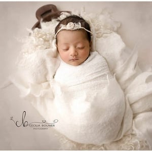 Image of Merino Silk Felted Layer with organic Look Natural Ecru (White)