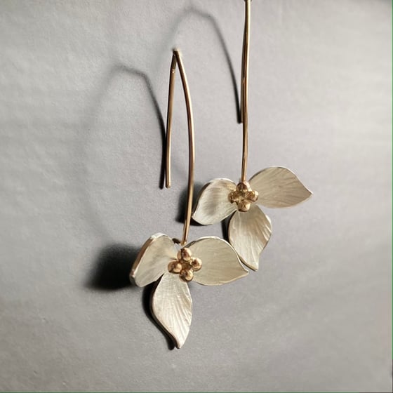 Image of Lotus Earring with 14k Bead center