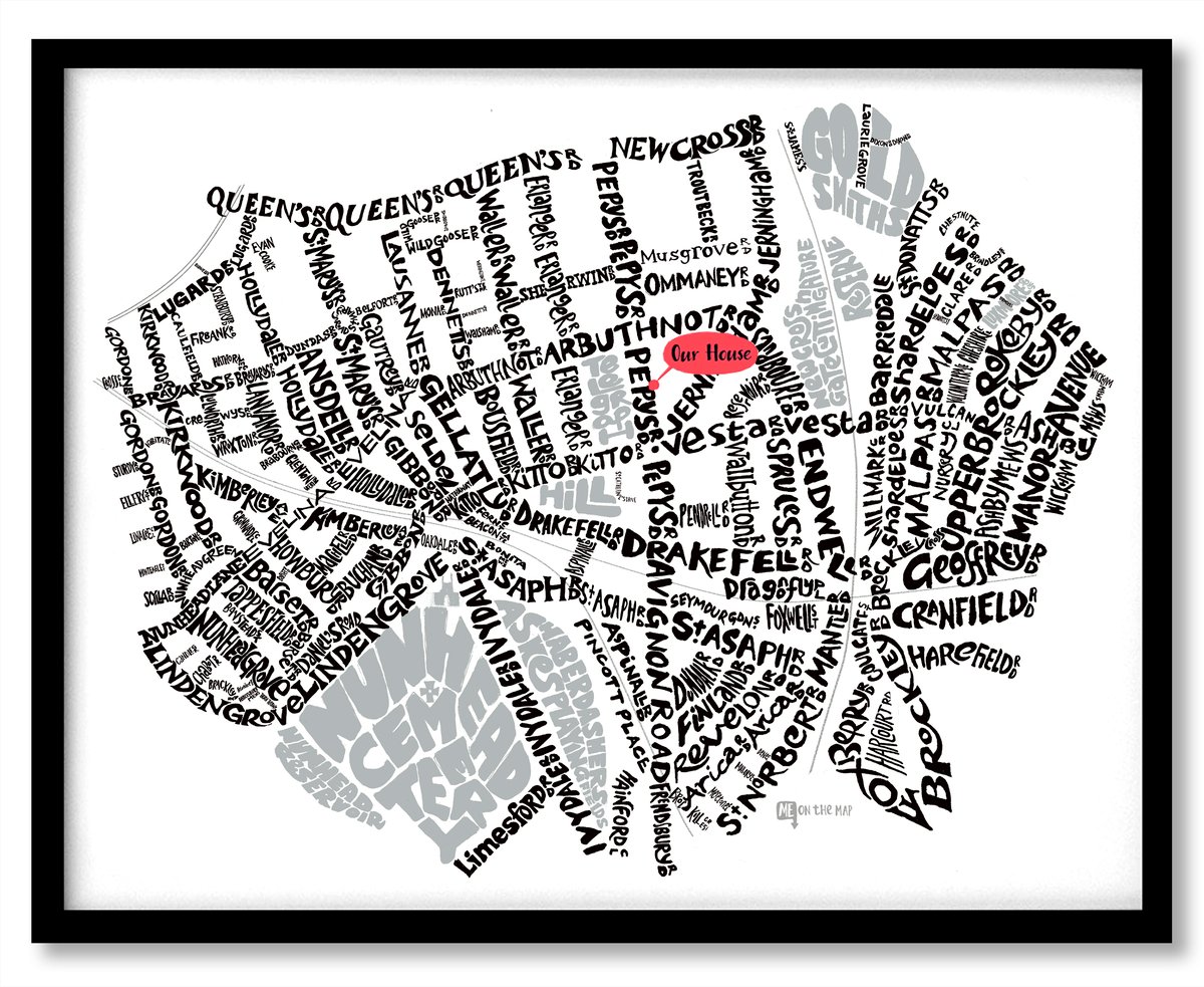 Image of Telegraph Hill SE14 - SE4 - SE London Type Map - White