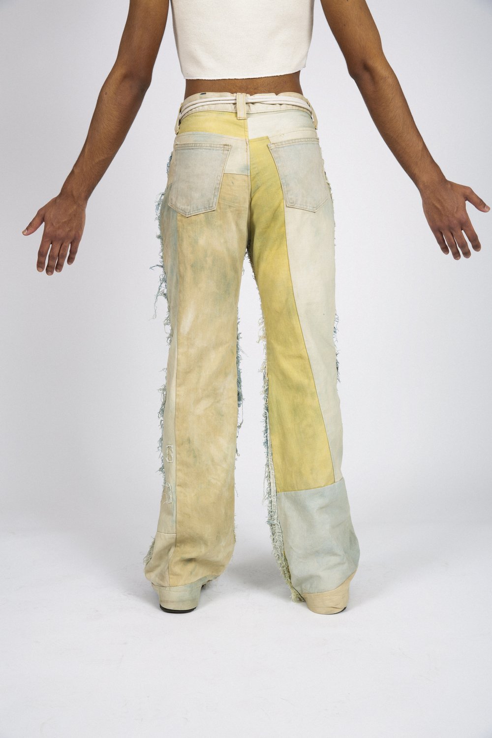 WALNUT-DYED CHENILLE OVERFLOW JEANS