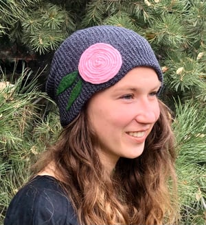 Image of Slouchy hat- light pink flower