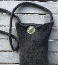 Image 5 of Cross body black hand knit and felted bag. 
