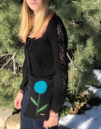 Image 4 of Cross body black hand knit and felted bag. 