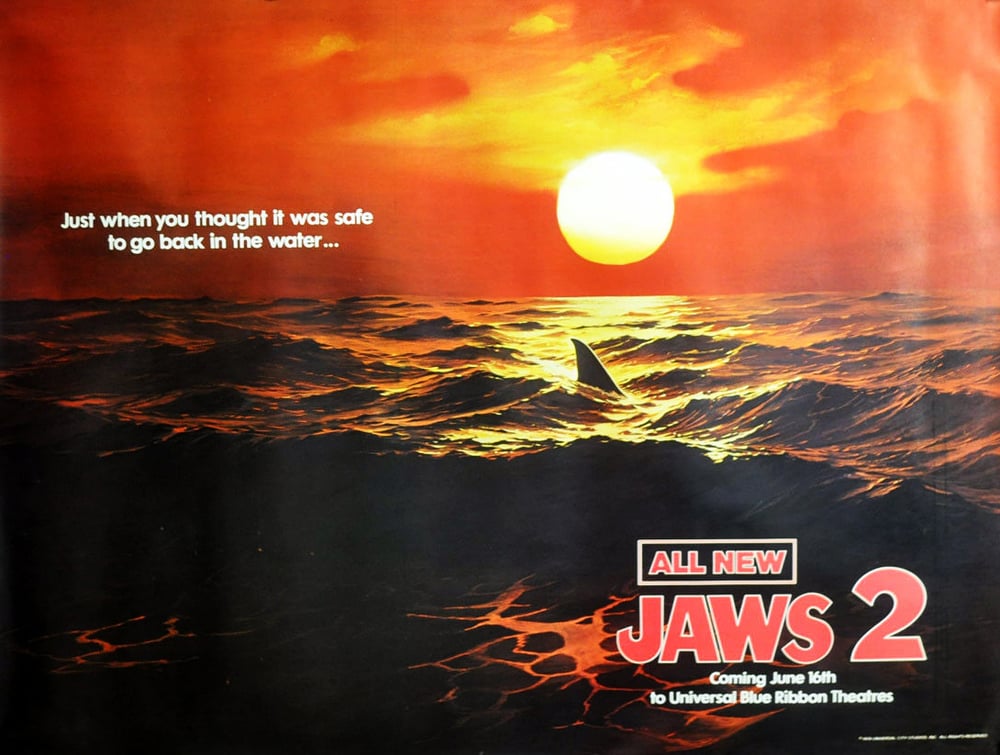 1978 JAWS 2 Original Advance Teaser Subway Movie Poster