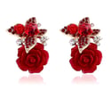 Red Butterfly Rose Fashion Earrings 
