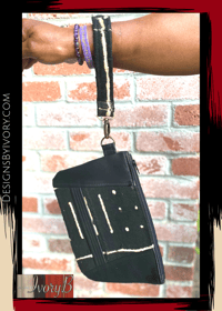 Image 2 of Designs By IvoryB Mudcloth Wristlet Black