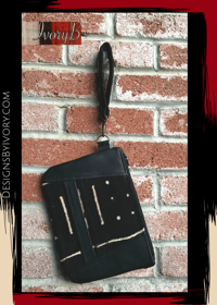 Image 1 of Designs By IvoryB Mudcloth Wristlet Black