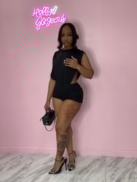 Image 1 of Black V shirt Set with shorts