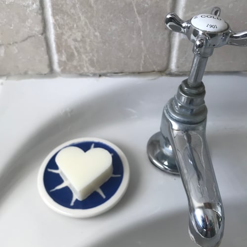 Image of Soap Dish, Blue & White