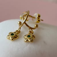 Image 3 of Mini Daisy Half Hoops with a twinkle of Green