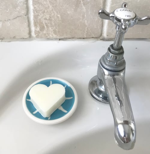 Image of Soap Dish, Turquoise & White