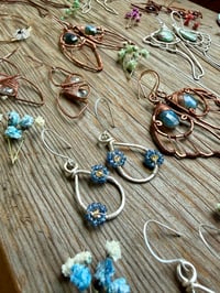 Image 4 of Small Spring Bouquet Earrings with Sapphire