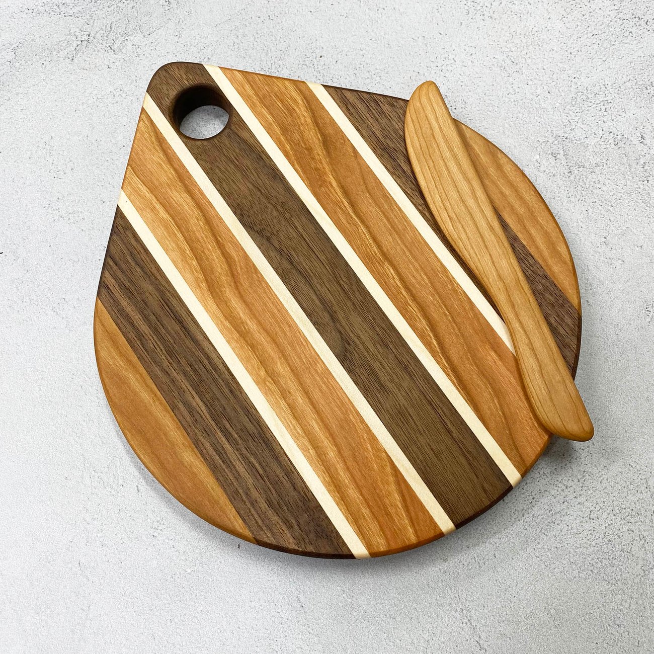 Cherry, Maple, And Walnut Striped Cutting Board 