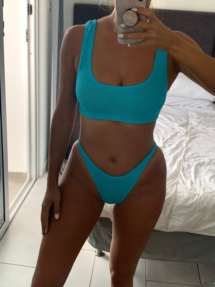 Image of Neon Blue Mini Crop Bikini 