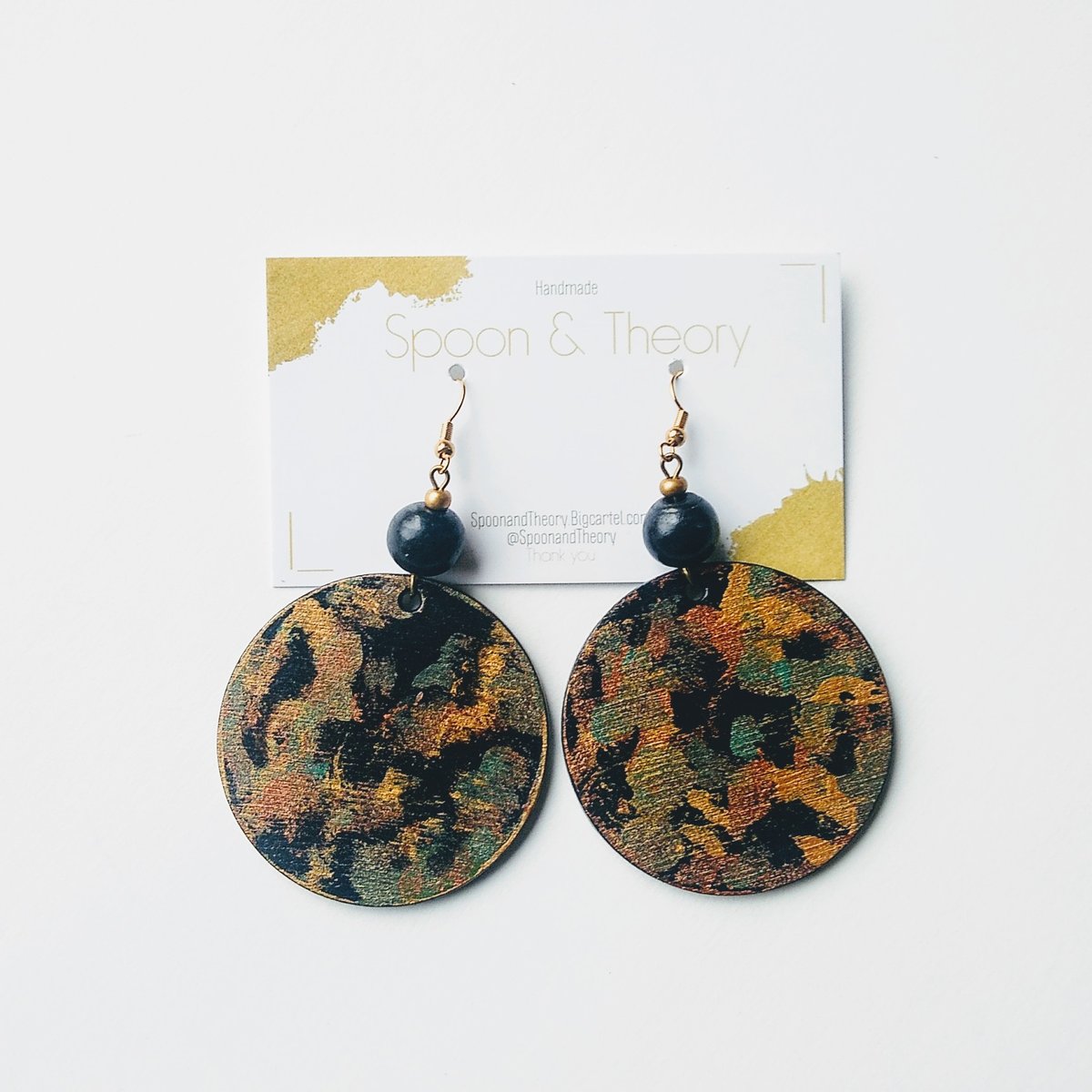 Camouflage Wood Earrings Spoon & Theory Handmade
